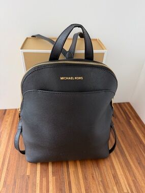 NWOT Michael Kors Black Leather Backpack with Gold Hardware